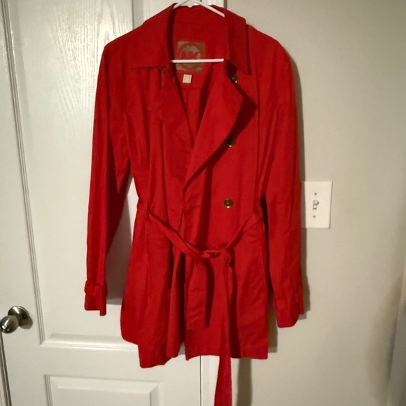 Red Michael Kors Long Jacket with belt XL - Picture 1 of 4